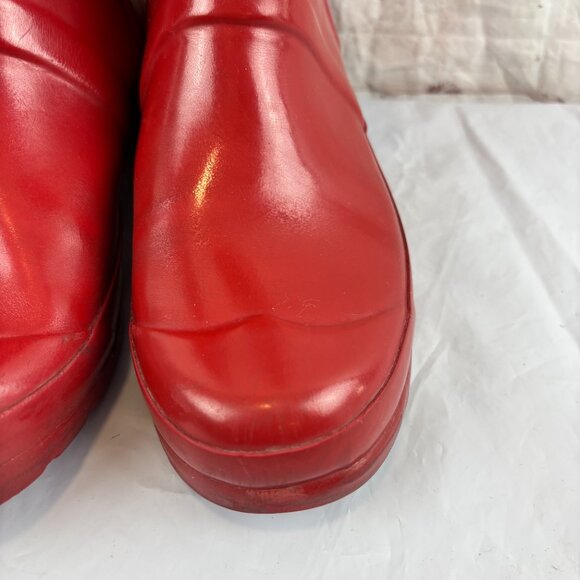 Hunter Women's 7 Red Gloss Pull-on Rubber Short Rain Boots - Picture 5 of 11